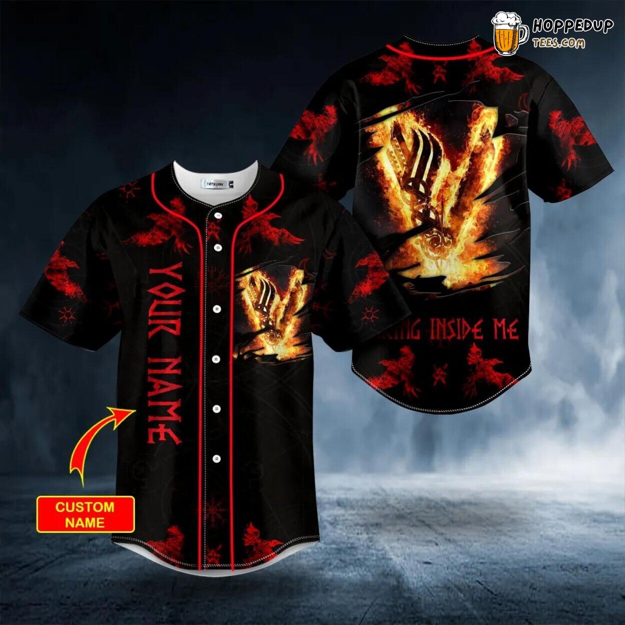 Norse Myth Fire Viking Baseball Jersey Graphic Tees 3D Print Unique Look