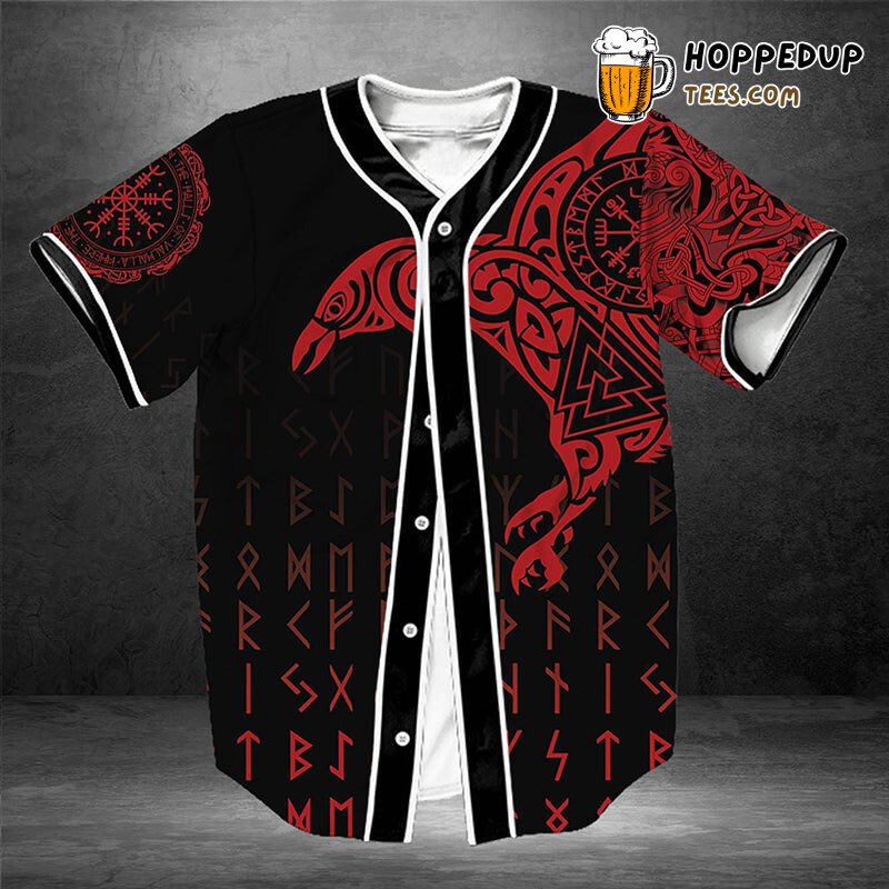 Norse Viking Raven 3D Print Symbol Baseball Tee Jersey Shirt