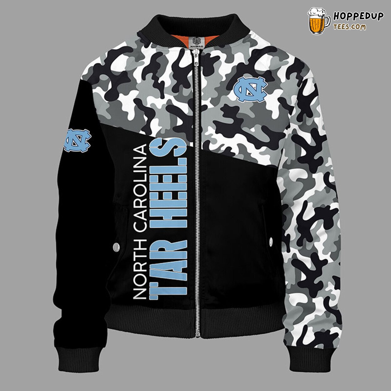 North Carolina Tar Heels Camouflage Blue NCAA Bomber Jacket Design