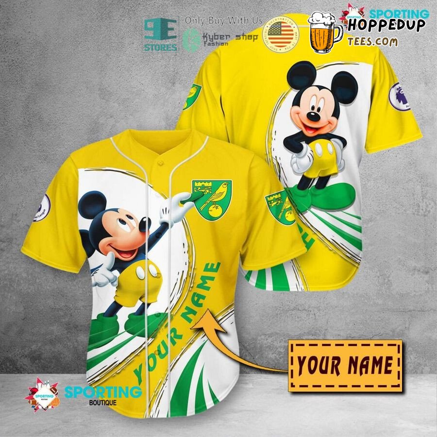 Norwich City FC Custom Name Mickey Baseball Jersey Unisex Shirt