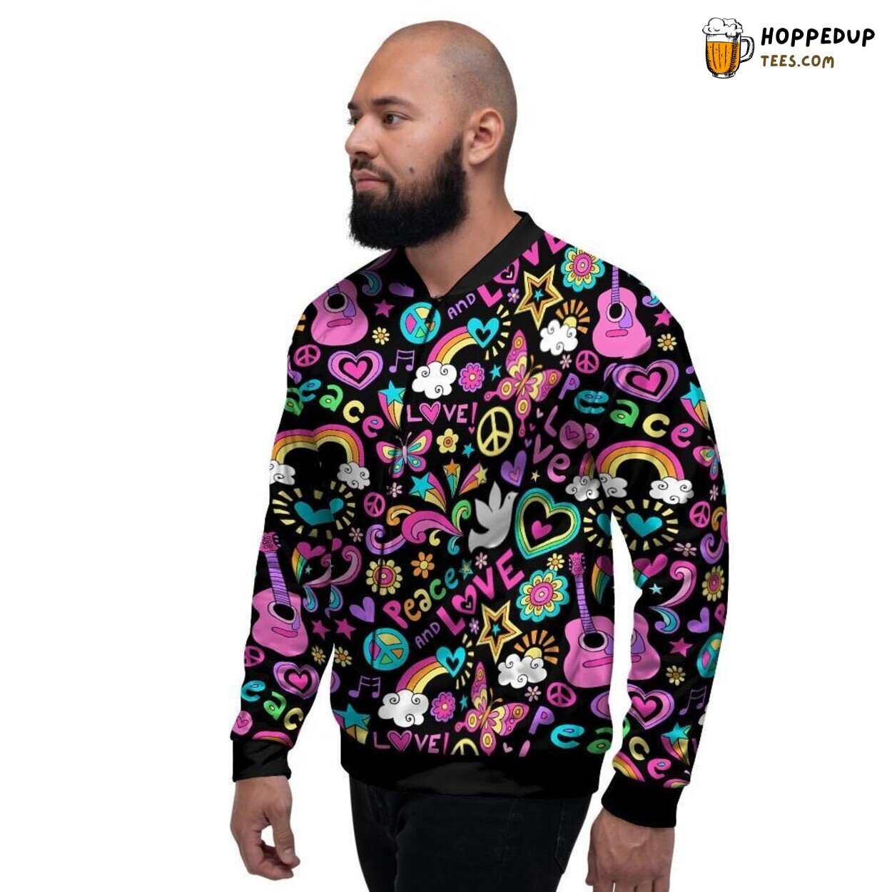 Nostalgic Hippie Retro Art Display Men’s Bomber Jacket Vintage Culture Showcase