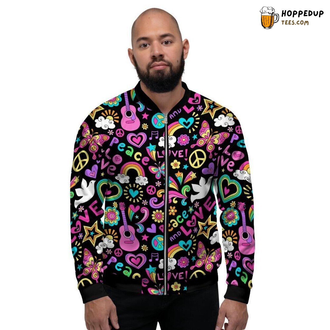 Nostalgic Hippie Retro Art Display Men’s Bomber Jacket Vintage Culture Showcase