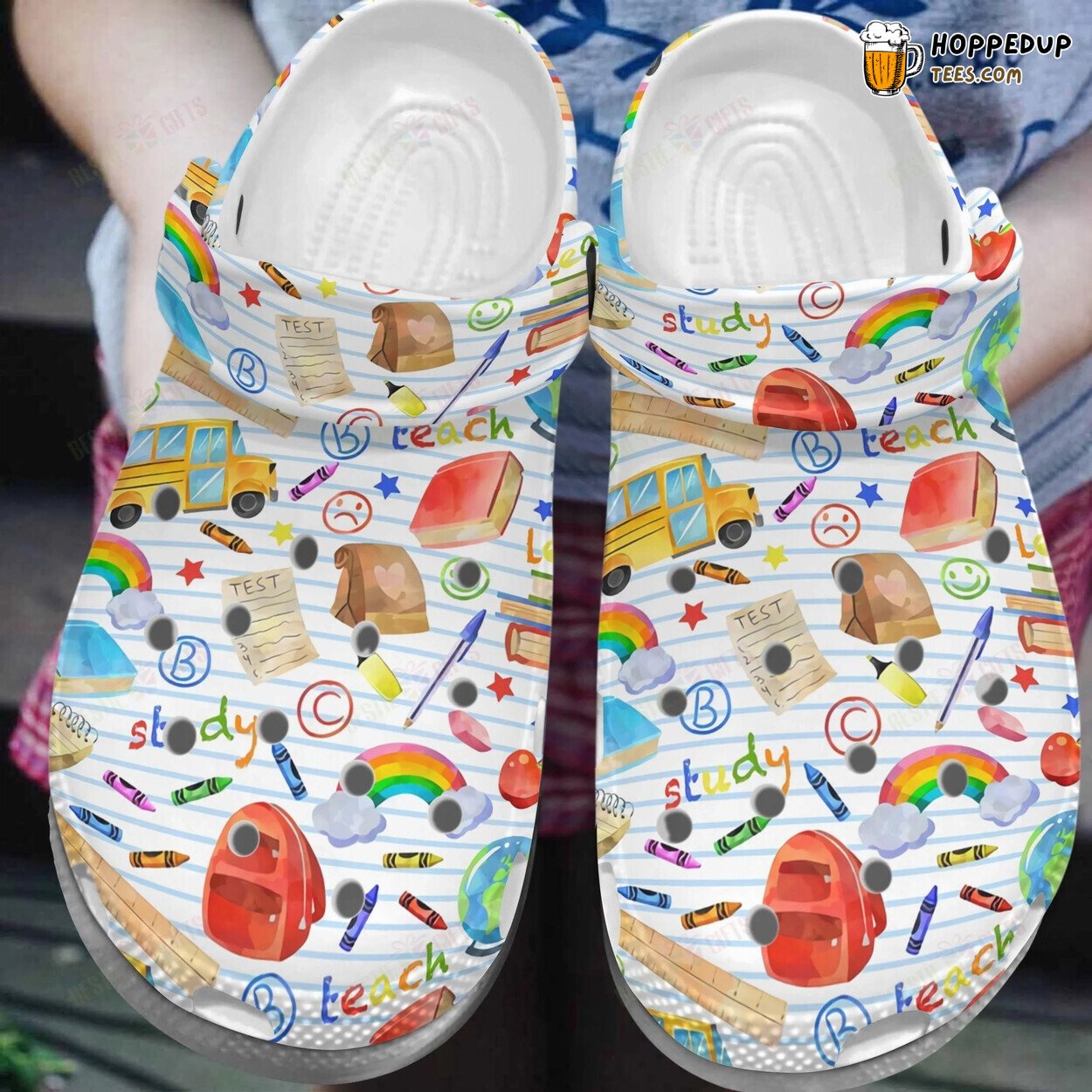 Notebook Paper School Learning Tools Themed Comfortable Clog Shoes