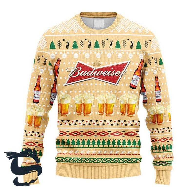 Novelty Budweiser Christmas Ugly Sweater HU