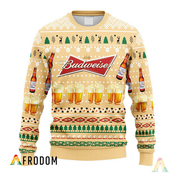 Novelty Budweiser Christmas Ugly Sweater HU
