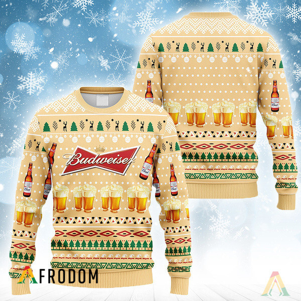 Novelty Budweiser Christmas Ugly Sweater HU