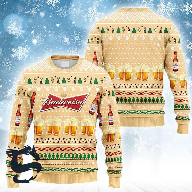 Novelty Budweiser Christmas Ugly Sweater HU