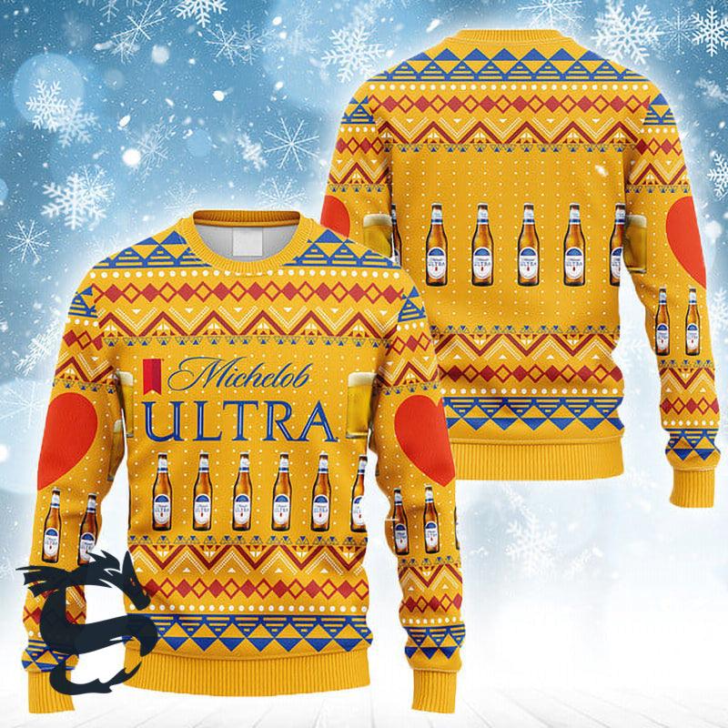 Novelty Michelob Ultra Christmas Ugly Sweater HU Novelty Michelob Ultra Christmas Ugly Sweater HU
