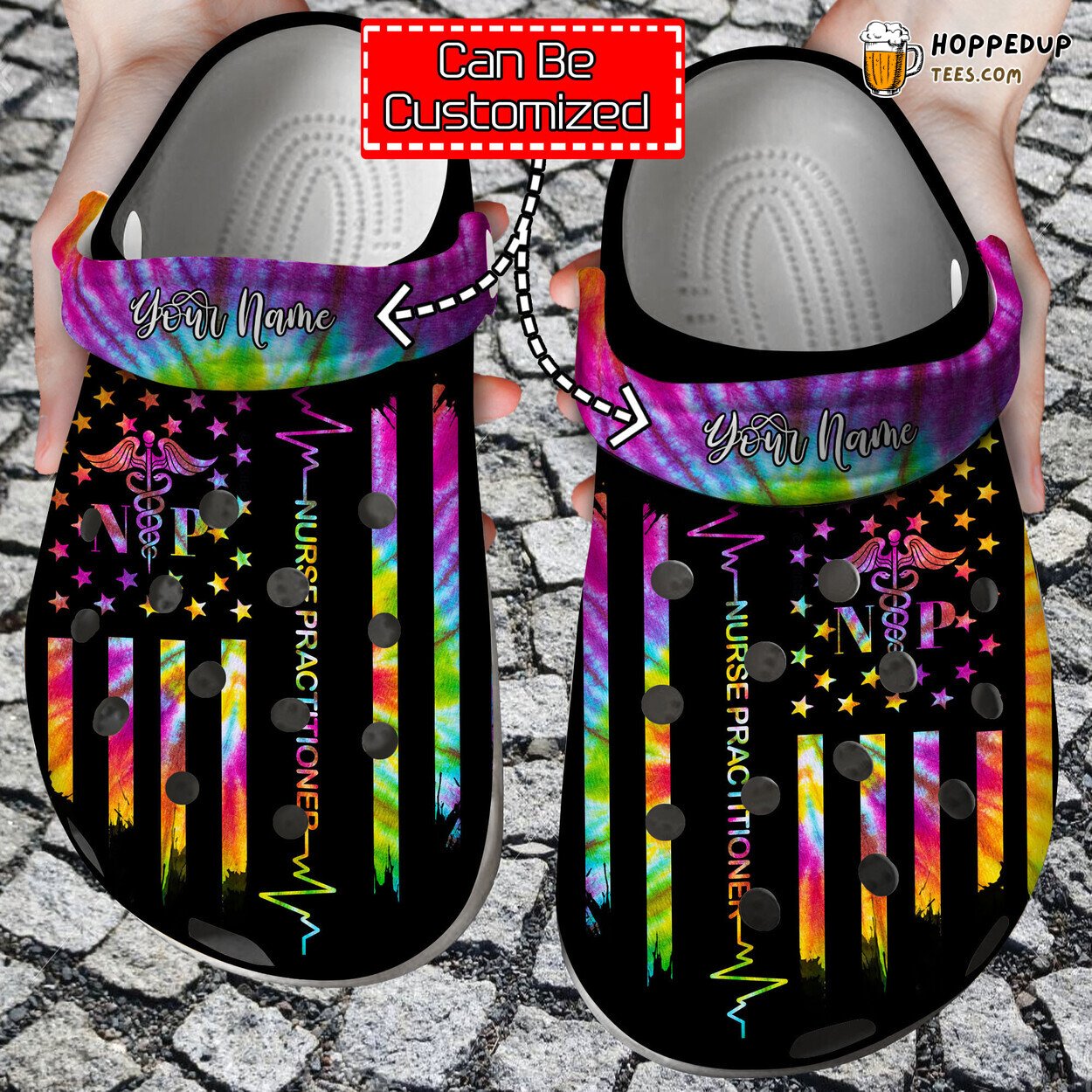 Nurse American Practitioner Tie Dye Personalized Comfortable Clog Shoes
