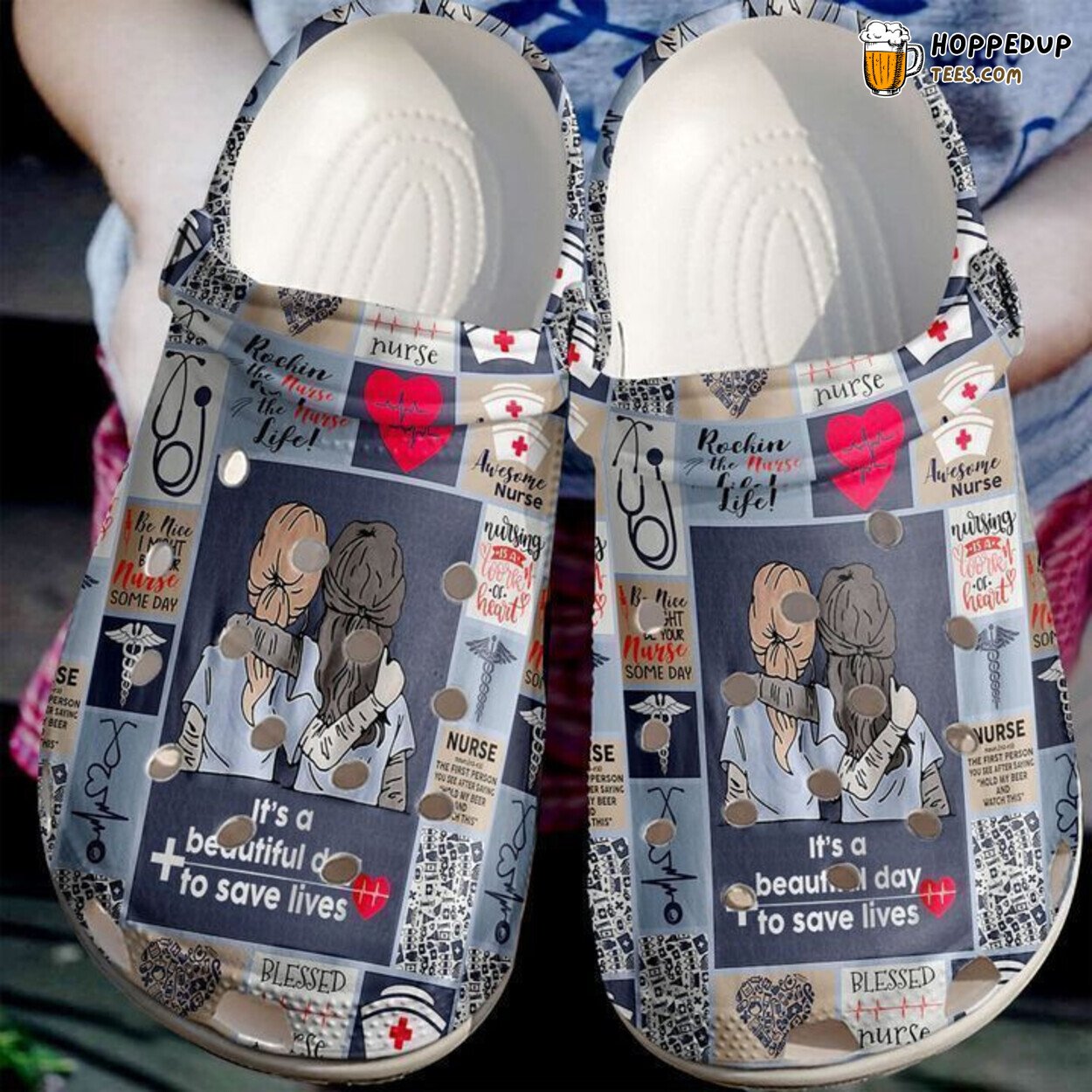 Nurse Awesome Theme Classic Comfortable Clogs Healthcare Professional Shoes
