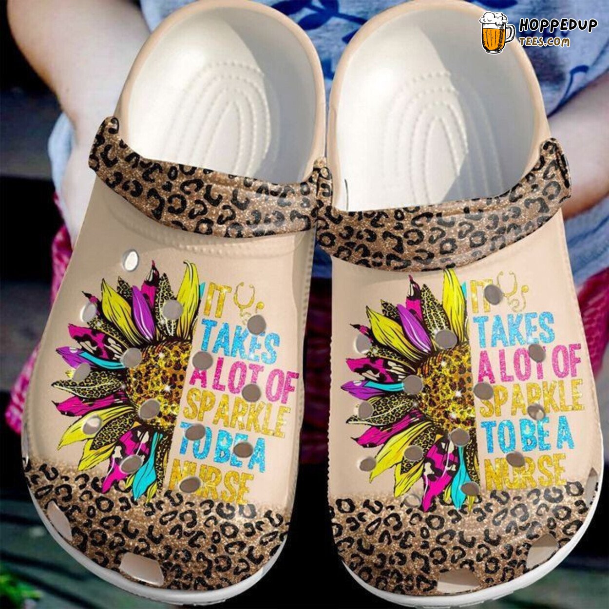 Nurse Best Sunflower Sparkle Themed Rubber Comfortable Clogs Shoes