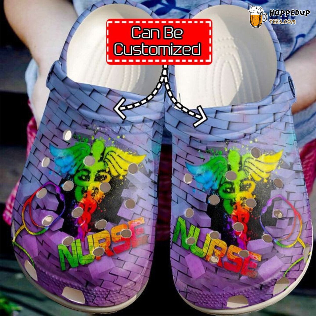 Nurse Bricks Breaking Theme Comfortable Clogs Professional Design Shoes