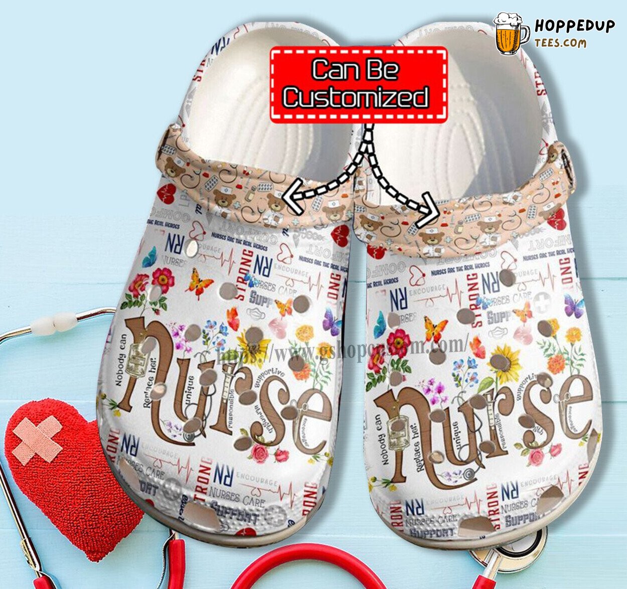 Nurse Butterfly Flower Theme Shoes Gift Wife Daughter Baby Bear Clogs