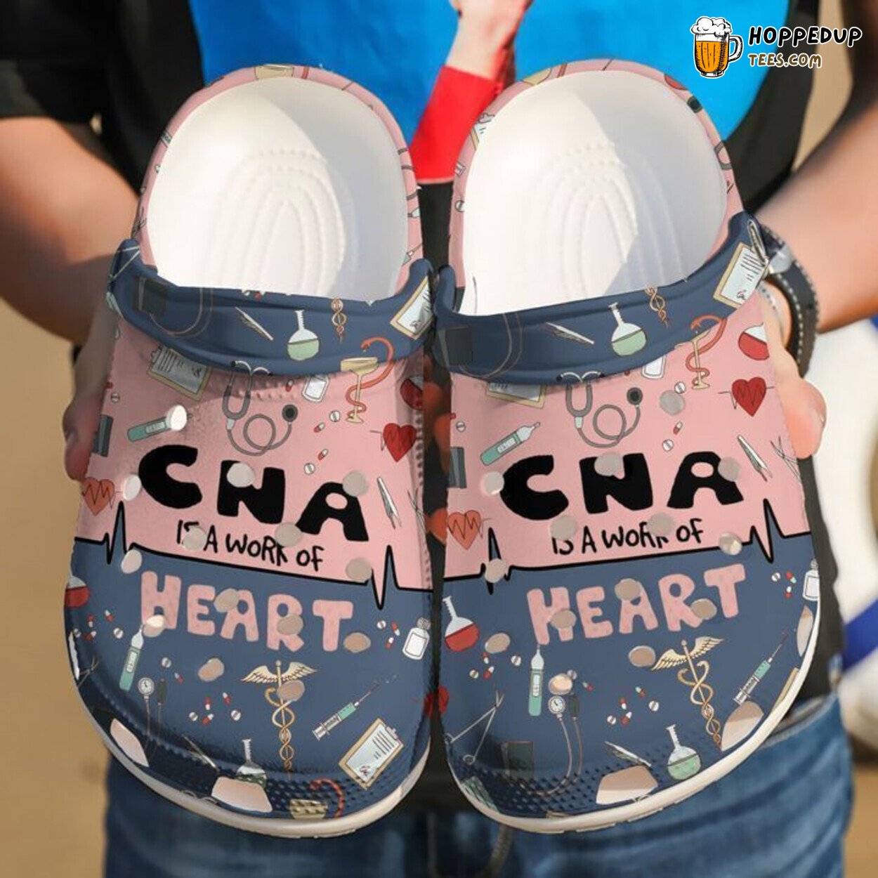 Nurse CNA A Work Of Heart Themed Classic Comfortable Clogs Shoes