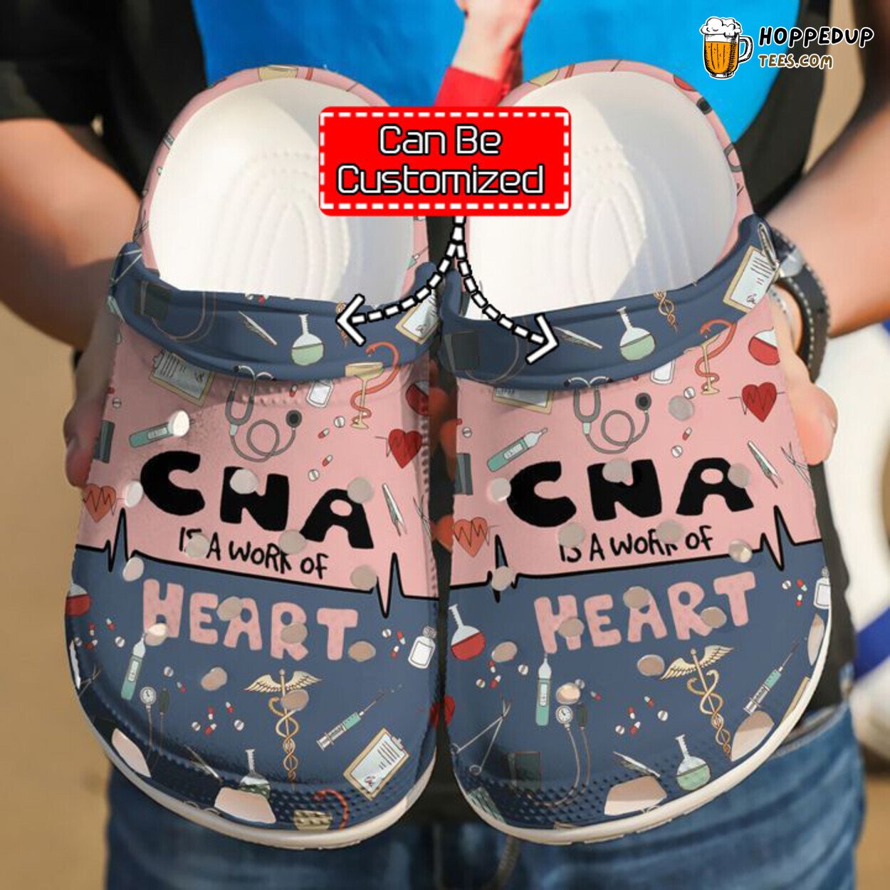 Nurse CNA Work Of Heart Themed Comfortable Stylish Clog Shoes