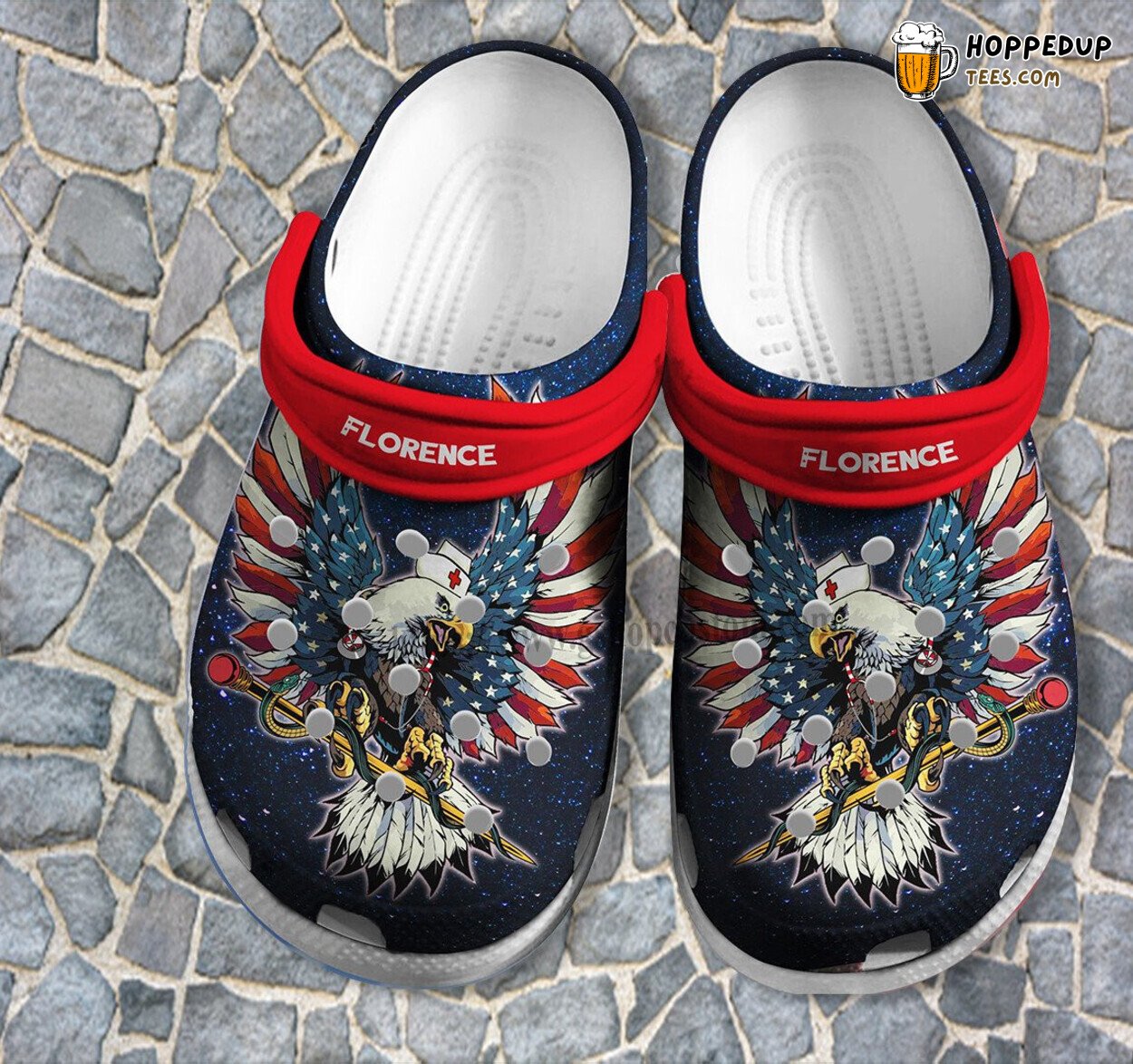Nurse Eagle America Flag 4th July Eagle Nurse USA Custom Clogs