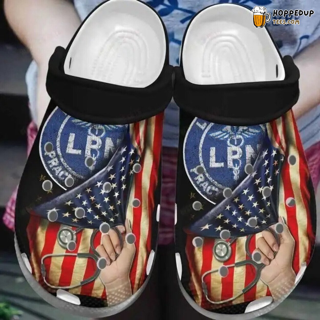 Nurse Flag Lbn Theme Comfortable Clogs Healthcare Professional Footwear