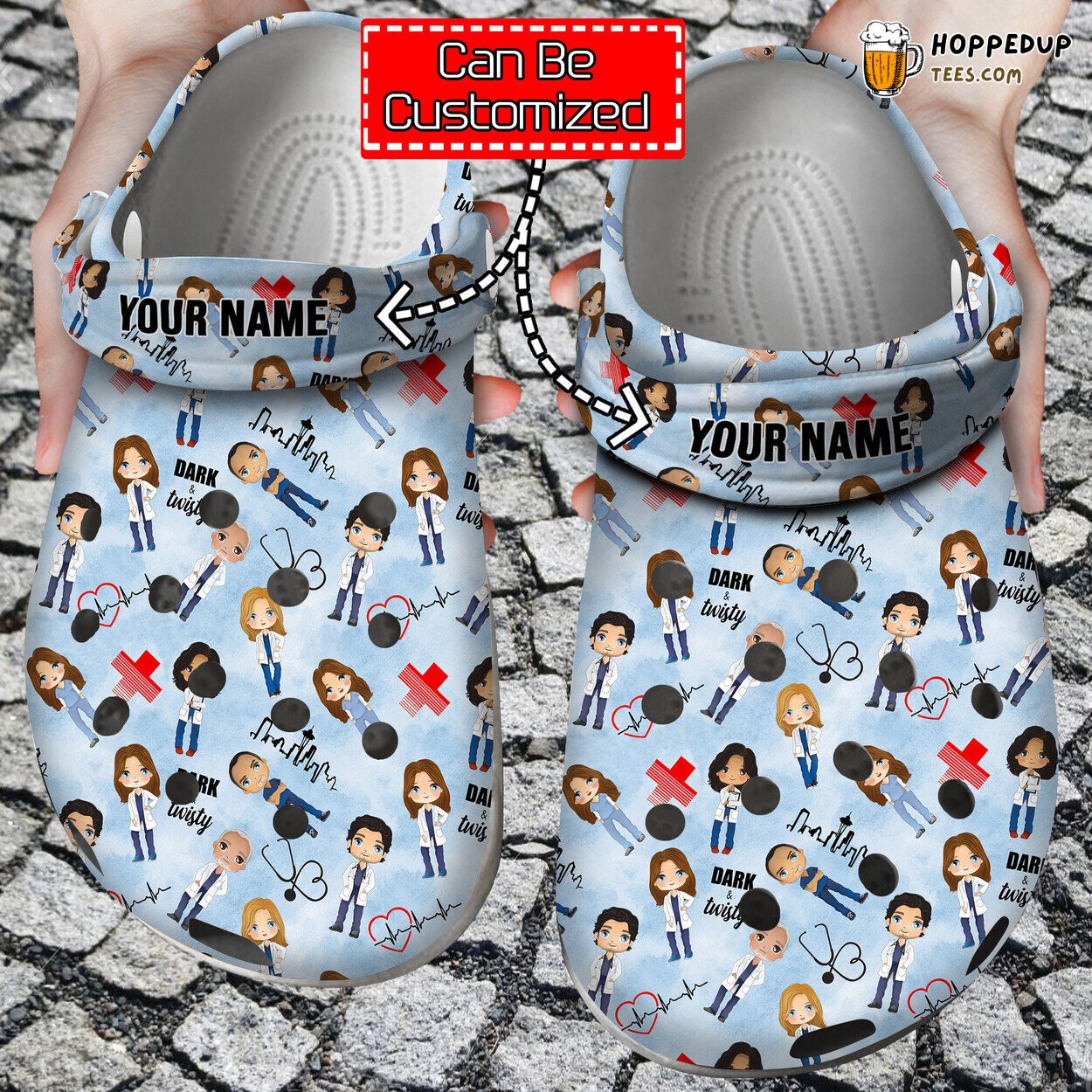 Nurse Greys Anatomy Seamless Pattern Personalized Clogs Shoes
