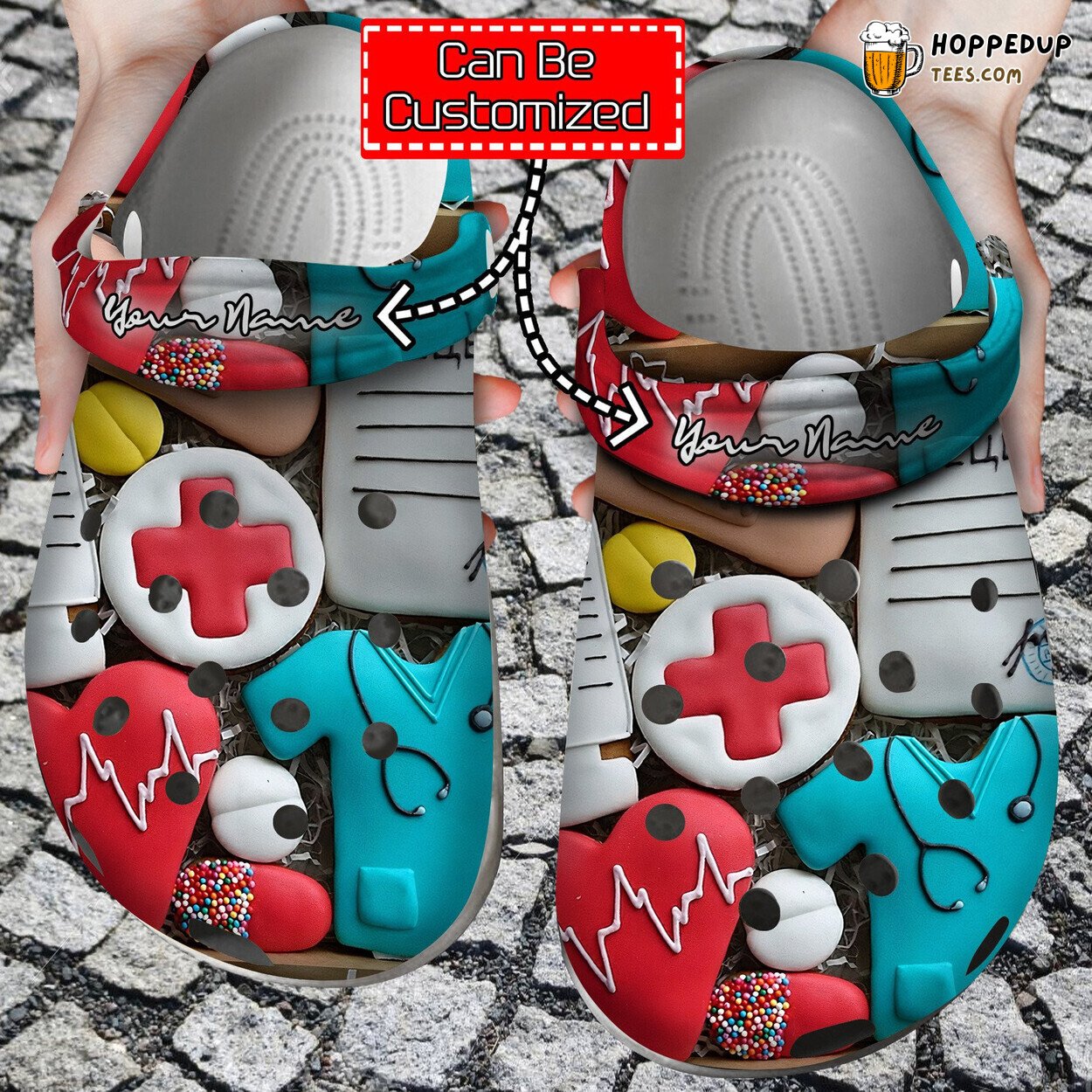 Nurse Heart Love Doctor Theme Comfortable Clog Shoes Unique Healthcare