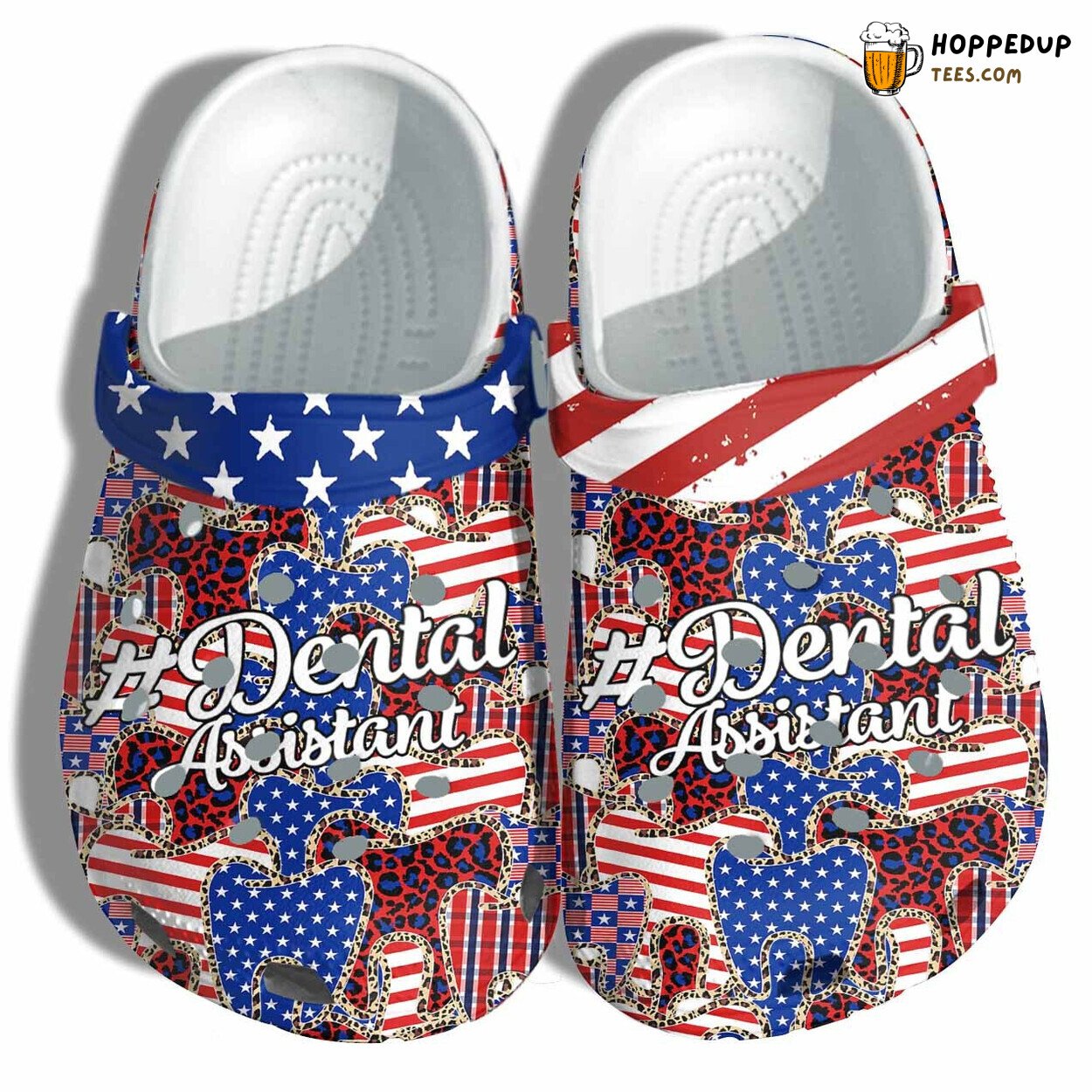 Nurse Leopard American Flag Croc Shoes Dental Assistant July Gift