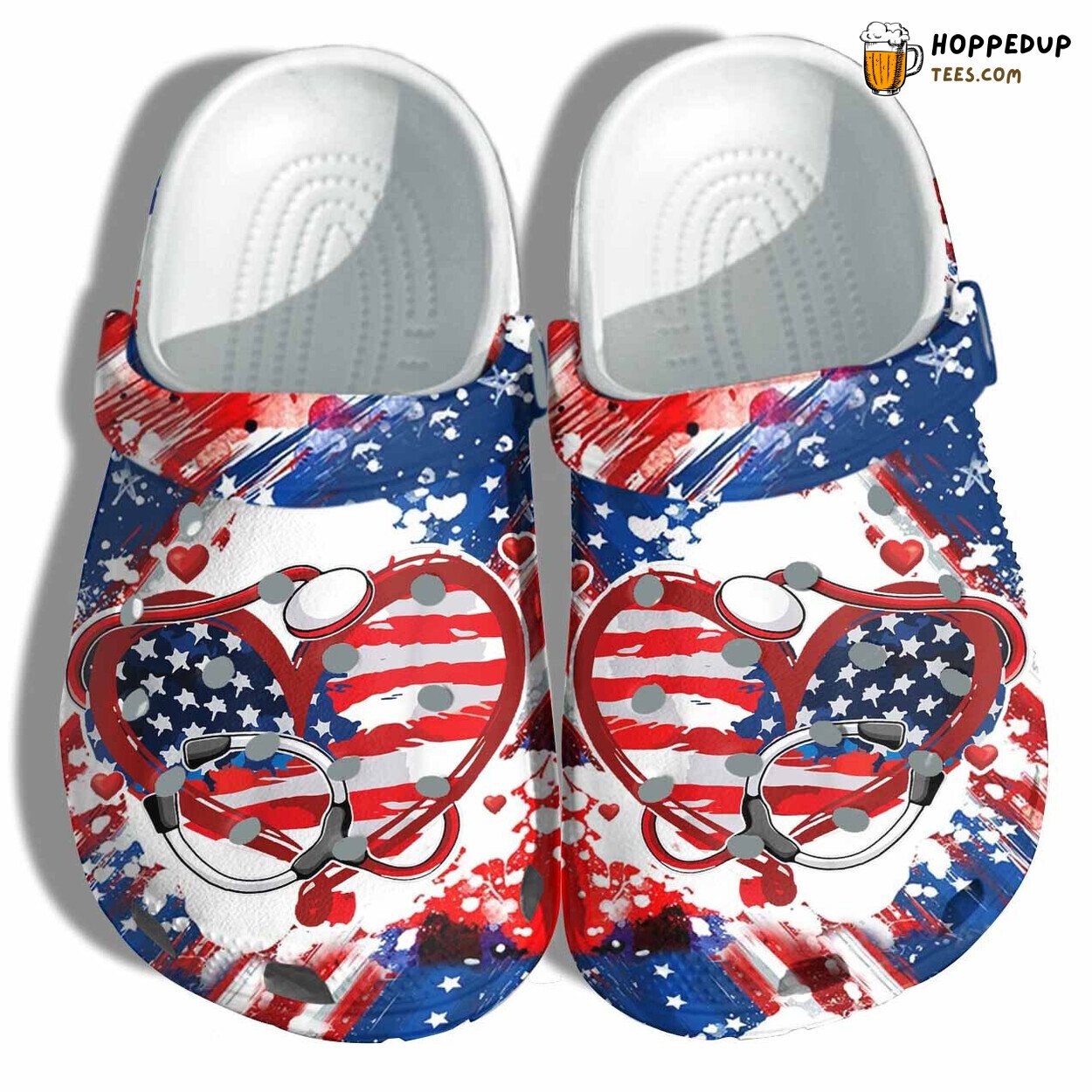 Nurse Life 4th July Heart Love USA Flag Shoes Birthday Gift Grandma