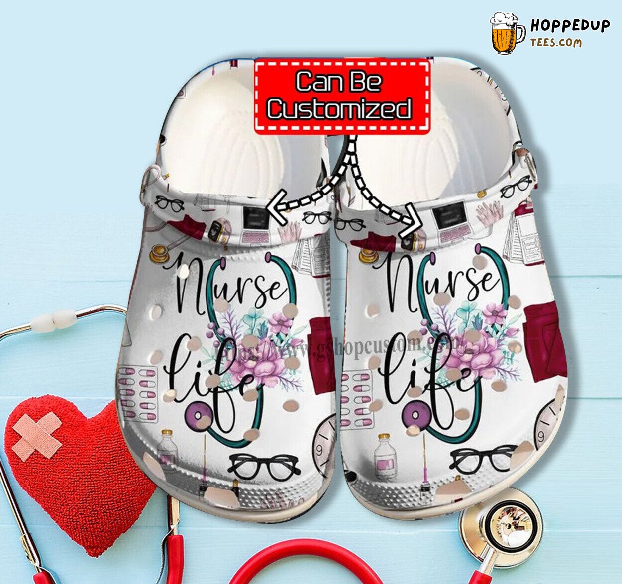 Nurse Life Medical Items Birthday Gift Daughter Floral Love Shoes Clogs