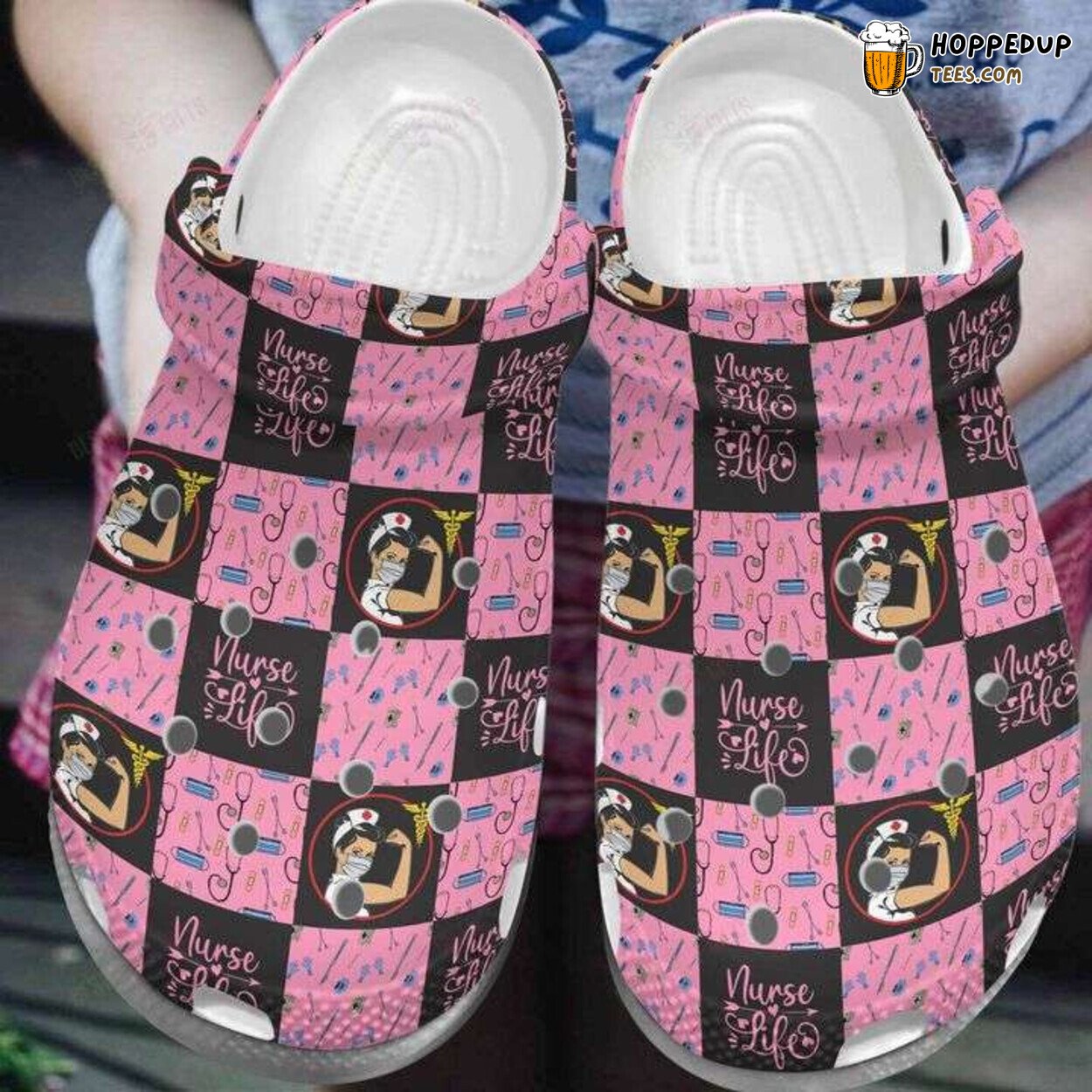Nurse Life Pink Themed Comfortable Clogs Healthcare Professional Footwear