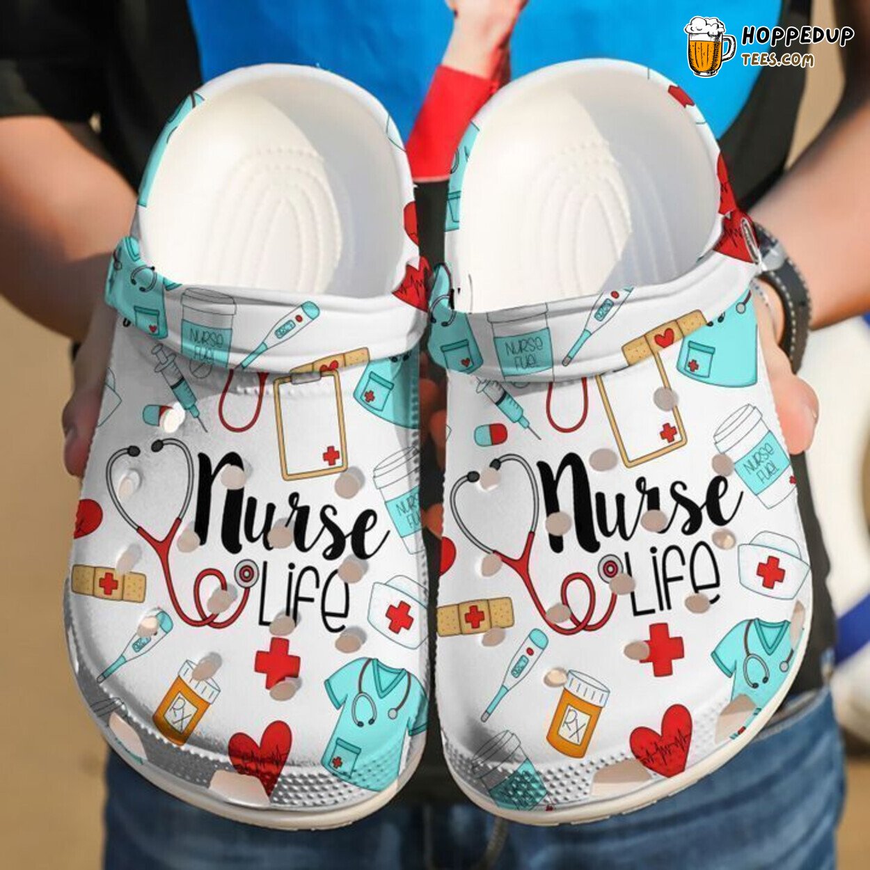 Nurse Life Watercolor Themed Classic Comfortable Unique Clogs Shoes