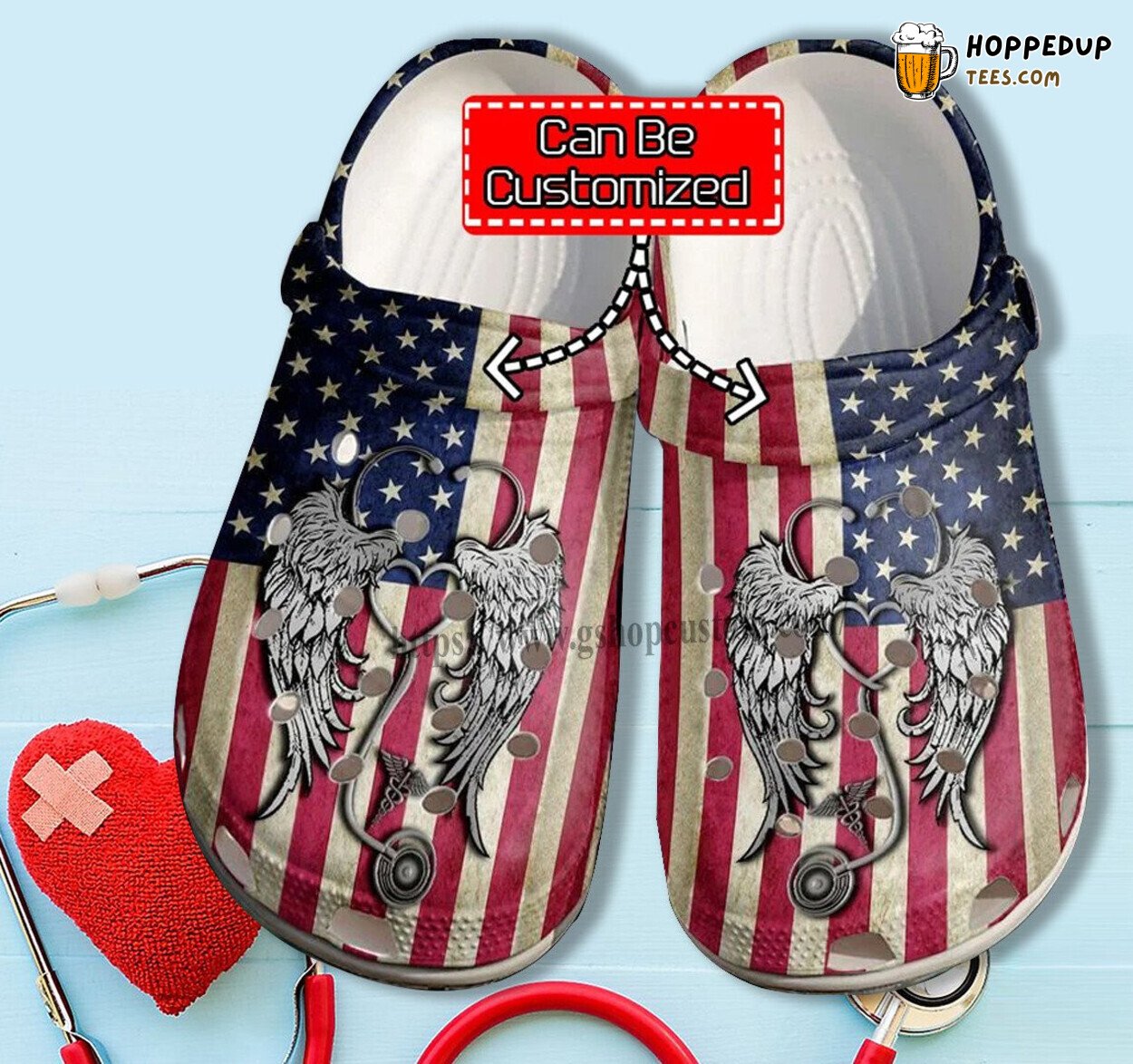 Nurse Love America Flag Mother’s Day USA Flag Custom Clogs