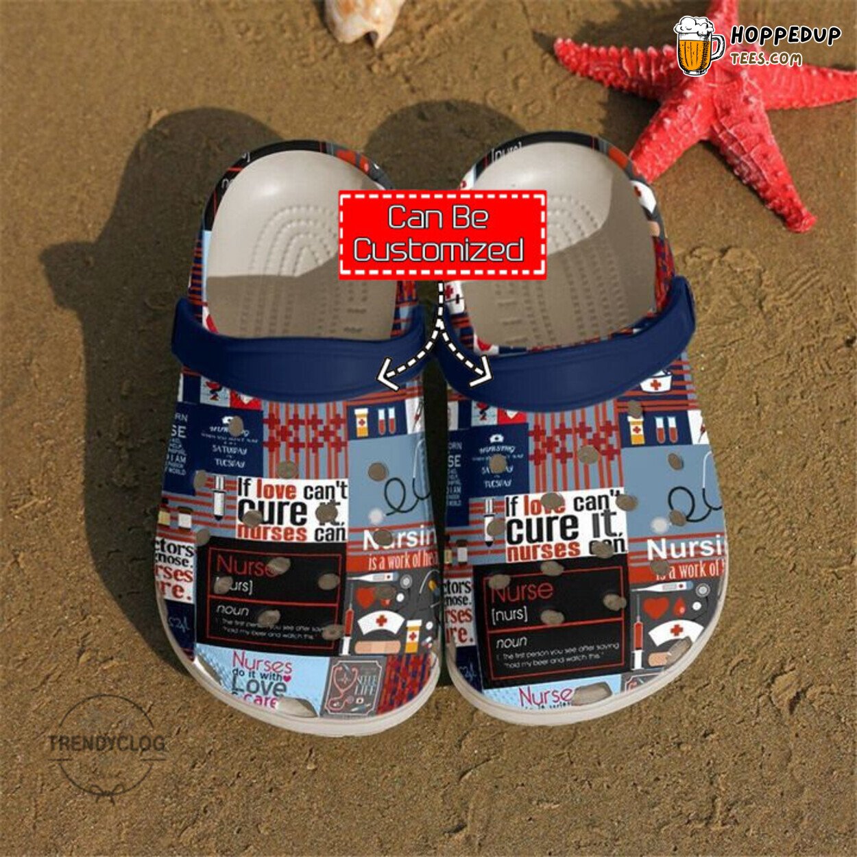 Nurse Love Care Themed Comfortable Unique Stylish Clog Shoes