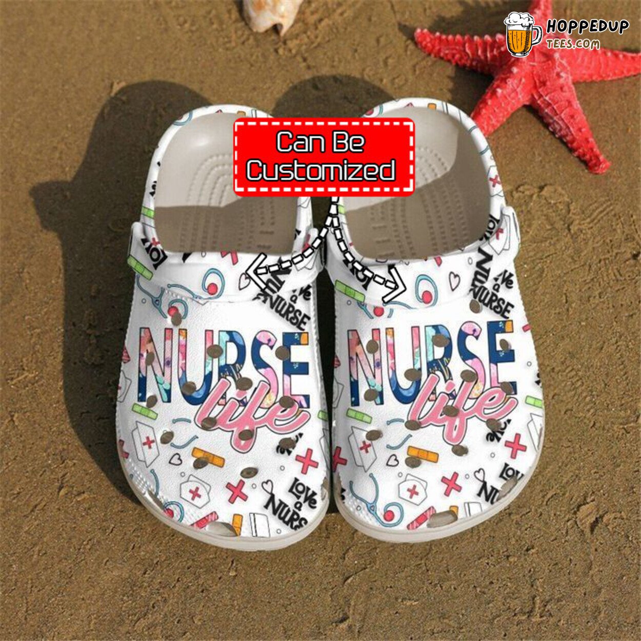 Nurse Love Life White Themed Comfortable Clog Shoes for Healthcare Workers