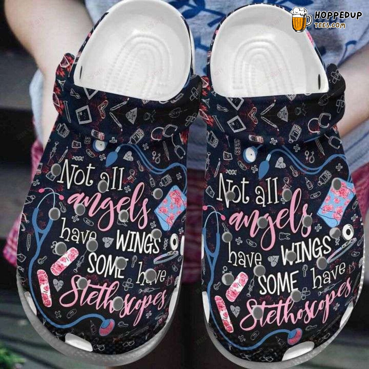 Nurse Not All Angels Have Wings Themed Comfort Clogs Shoes