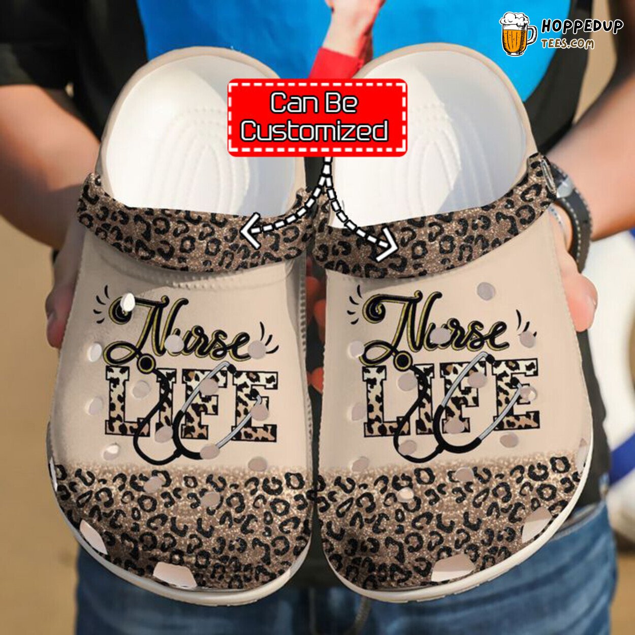 Nurse Nursing Life Cheetah Print Themed Comfortable Clog Shoes for Healthcare