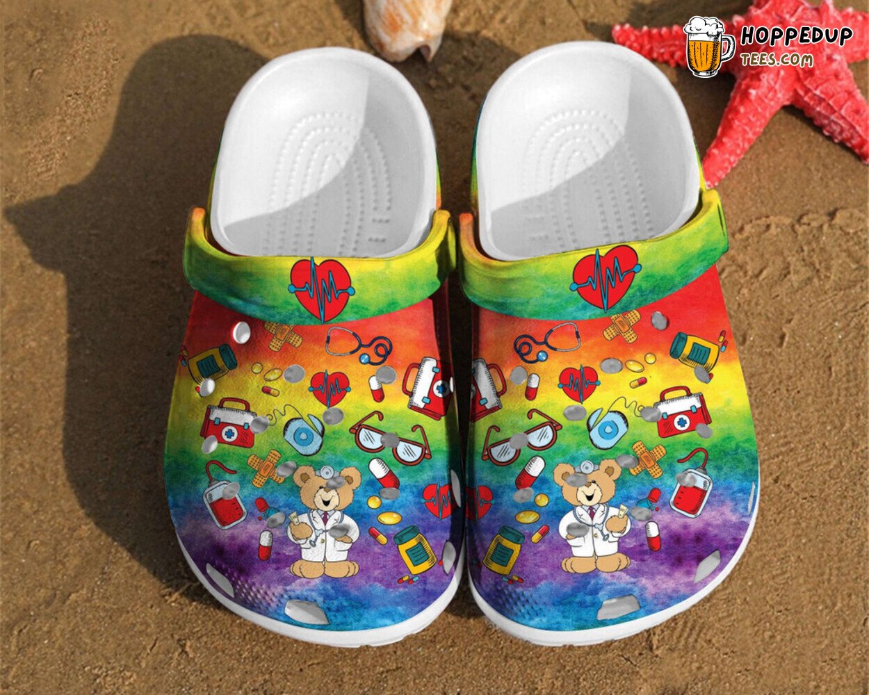 Nurse Pattern Comfortable Rubber Clogs Healthcare Inspired Footwear