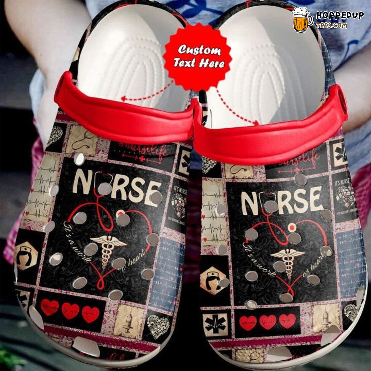 Nurse Pattern Gift Themed Comfortable Clogs Healthcare Professional Shoes