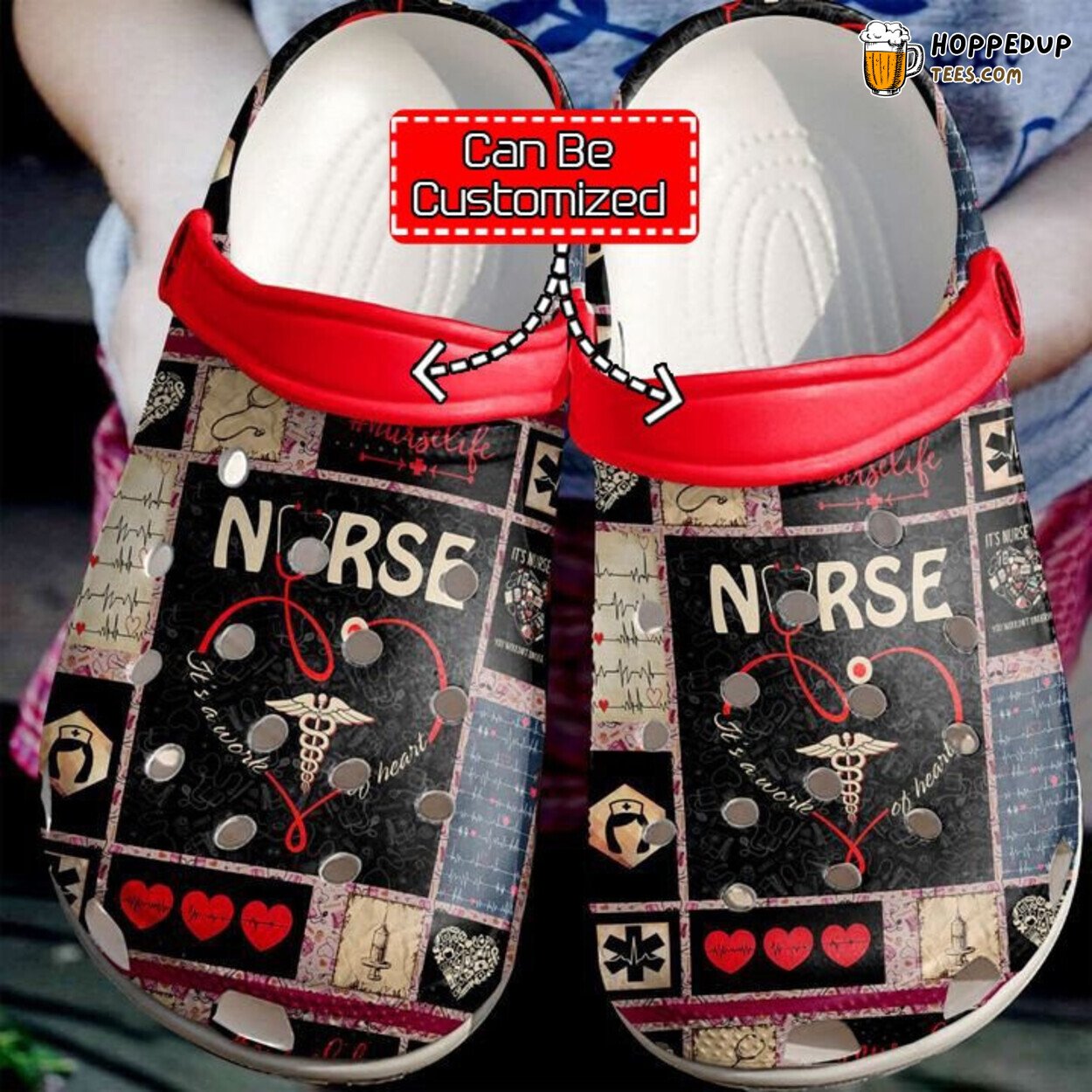 Nurse Pattern Theme Comfortable Clogs Healthcare Professional Footwear