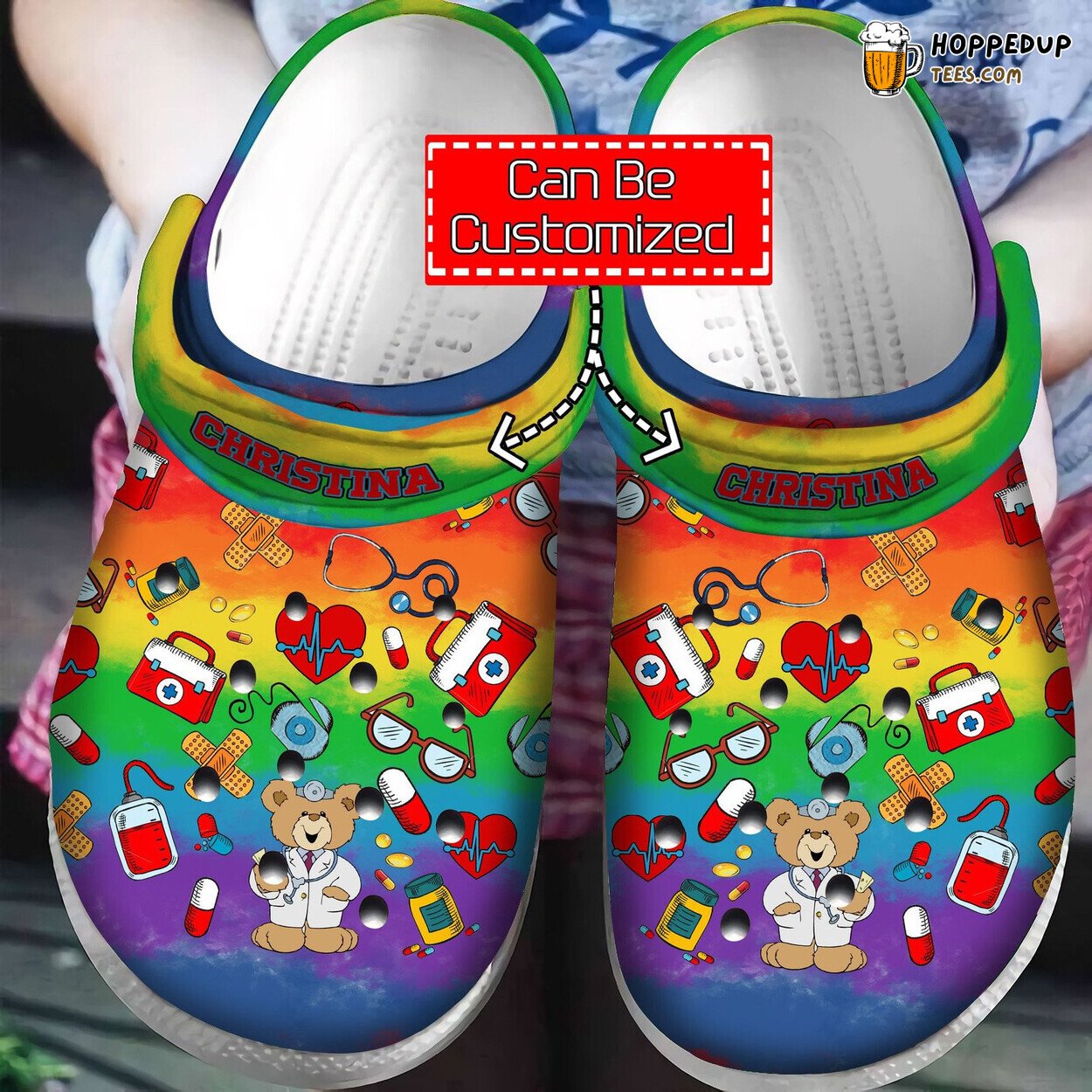 Nurse Pattern Women Comfortable Hippie Life Theme Clogs Shoes