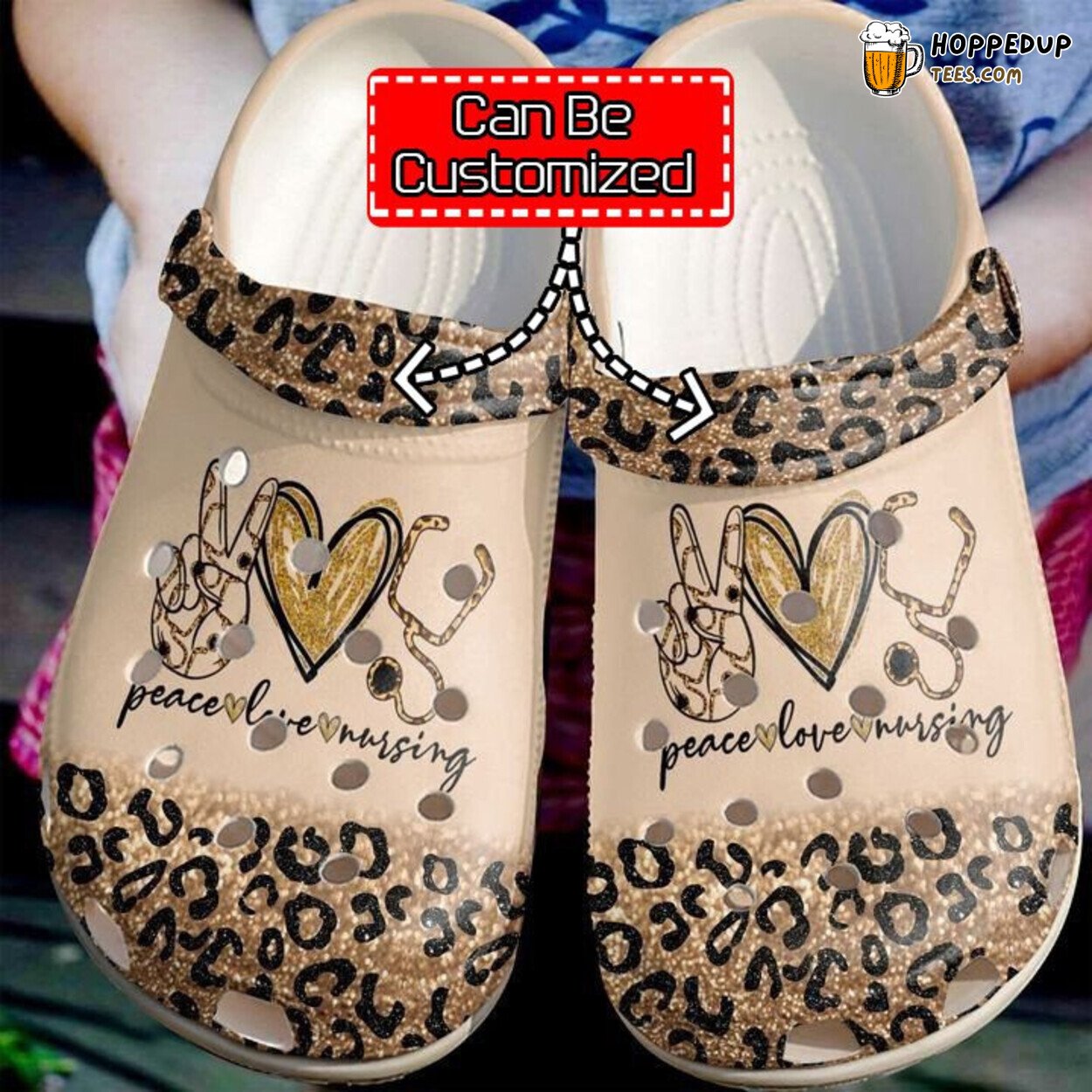 Nurse Peace Love Nursing Theme Comfortable Clogs Healthcare Shoes