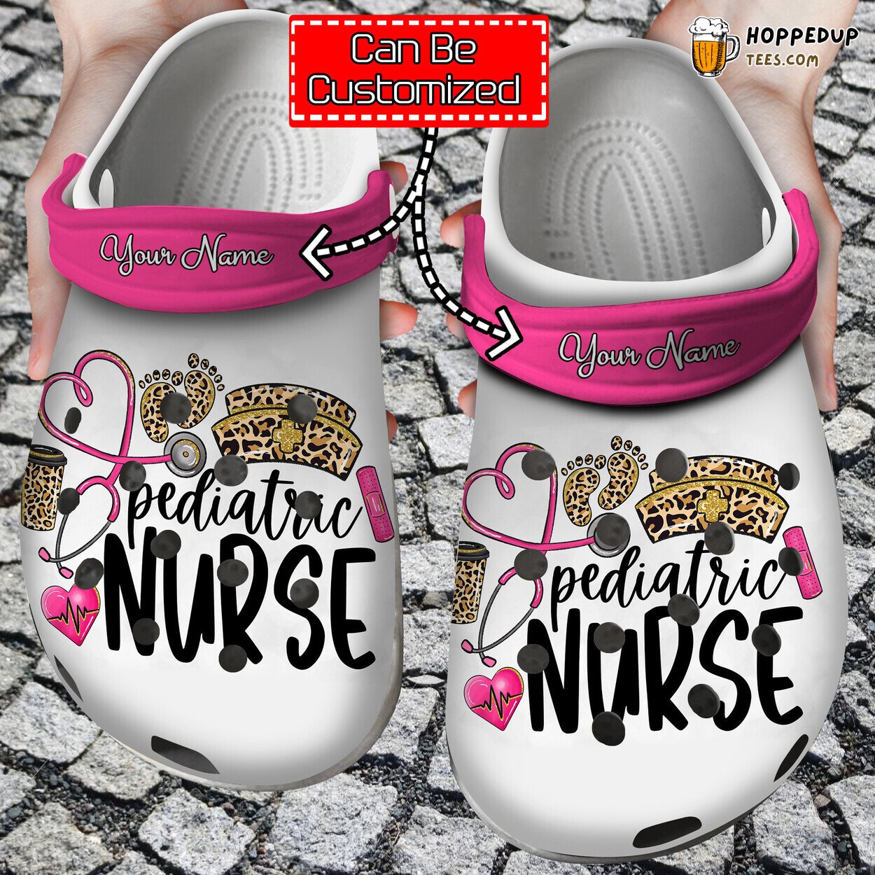 Nurse Pediatric Leopard Personalized Comfortable Unique Clog Shoes