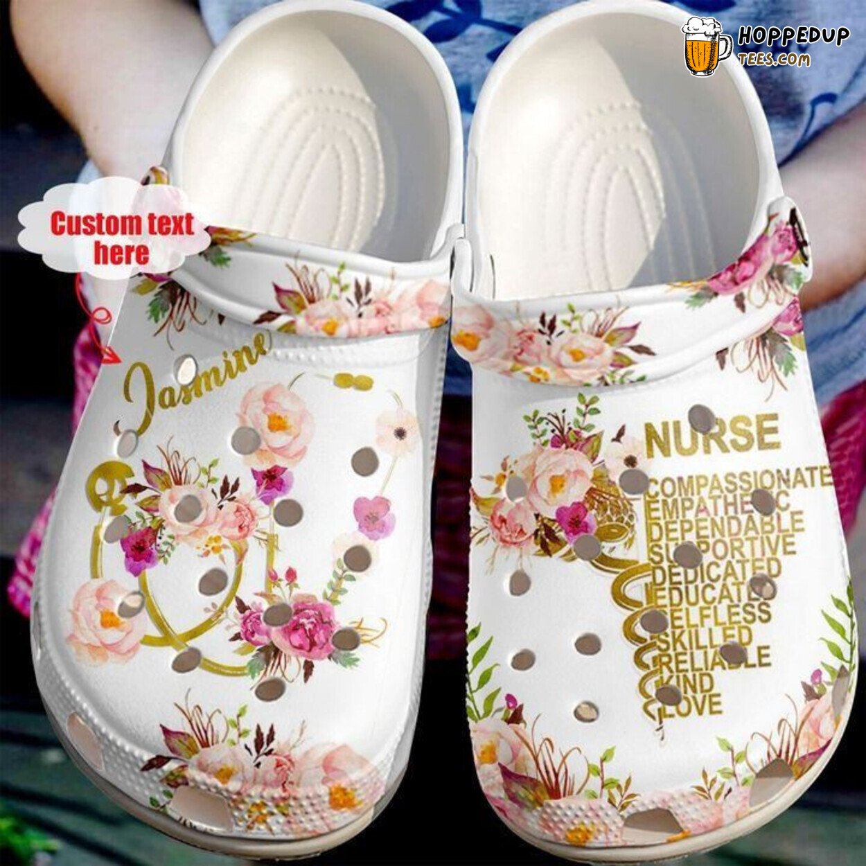 Nurse Personalized Floral Design Clog Shoes Custom Comfort Footwear