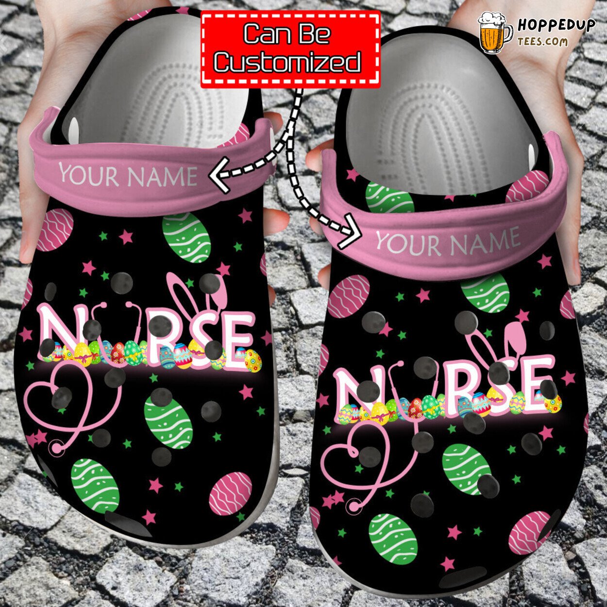 Nurse Personalized Happy Easter Bunny Rabbit Holiday Theme Clogs