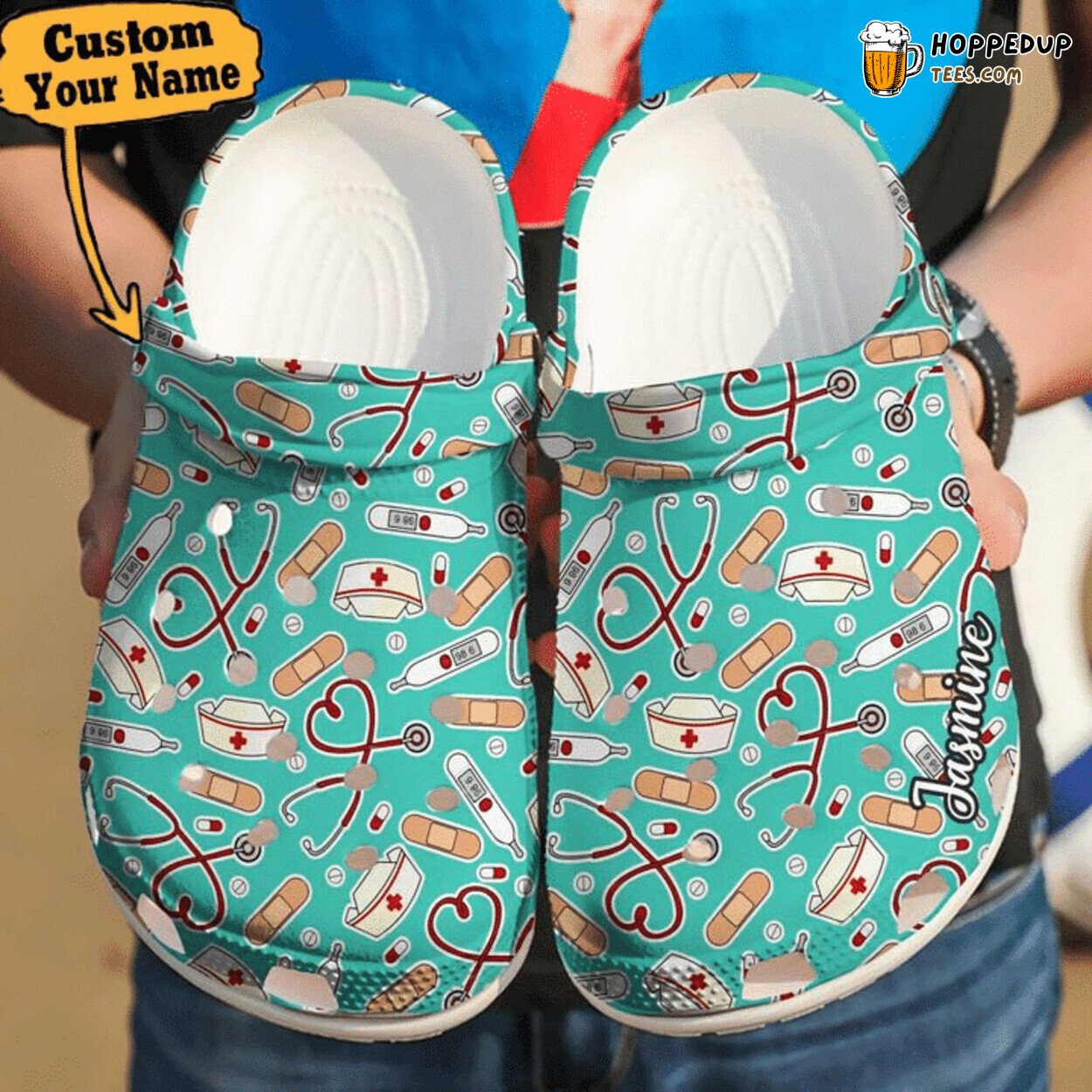 Nurse Personalized Medical Patterns Theme Comfortable Clogs Shoes