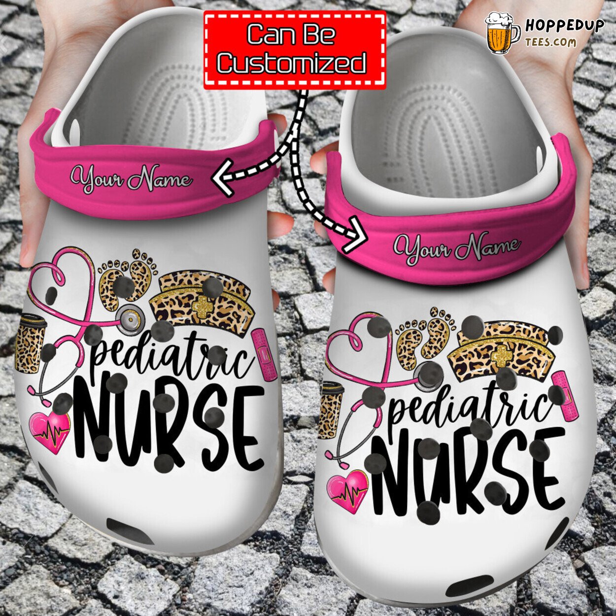 Nurse Personalized Pediatric Leopard Theme Comfortable Unique Clogs
