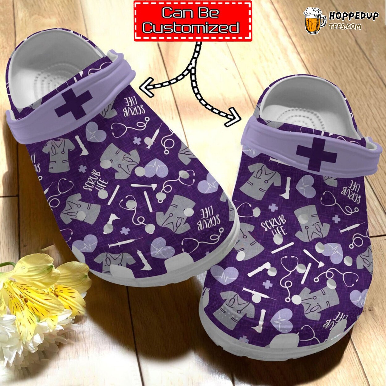 Nurse Personalized Scrub Life Pattern Themed Comfortable Clog Shoes for Nurses
