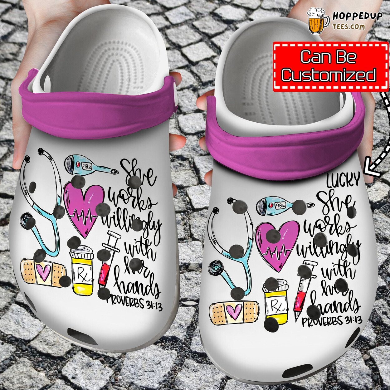 Nurse Personalized She Works Willingly Theme Clog Shoes