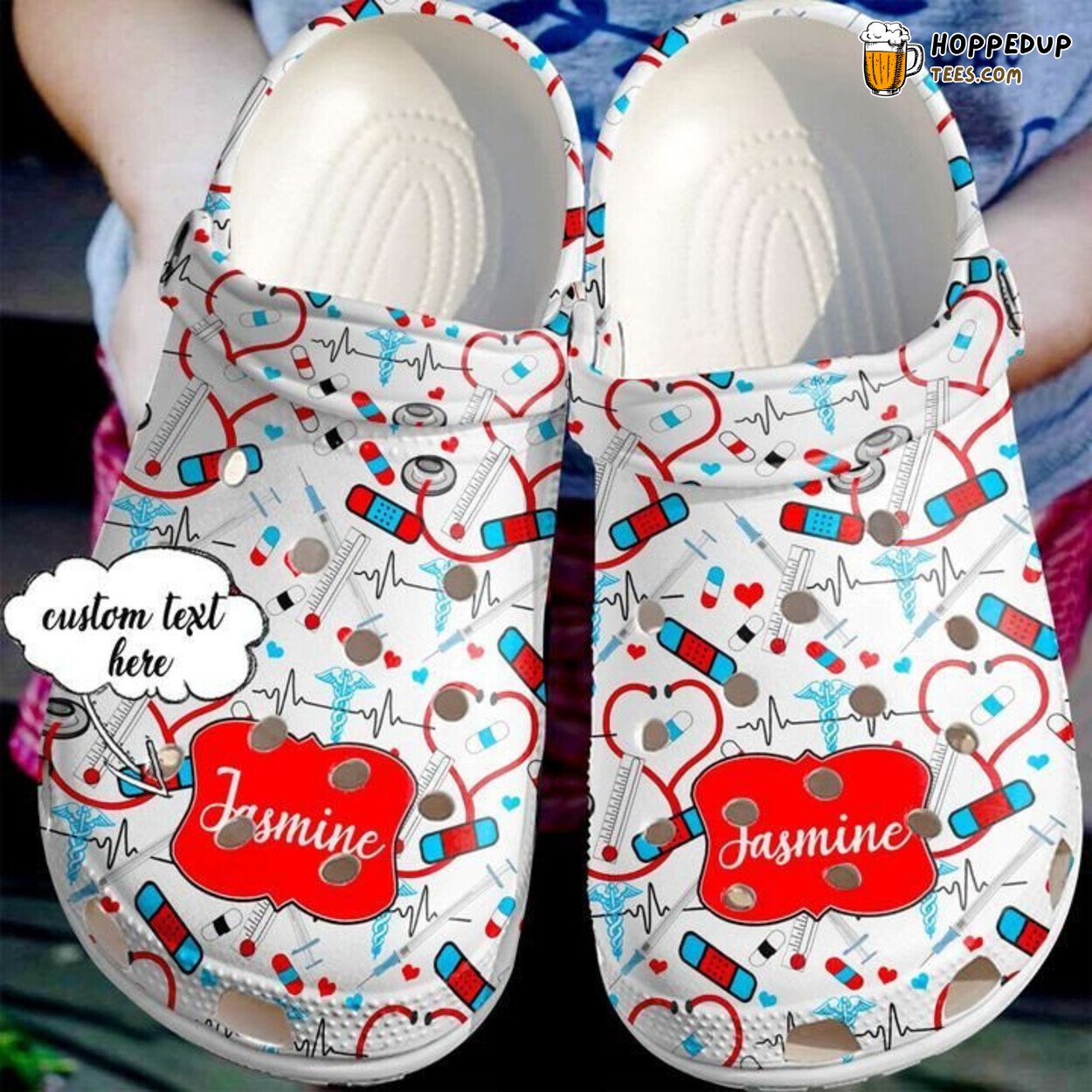 Nurse Personalized Stethoscope Theme Comfortable Clogs Healthcare Design