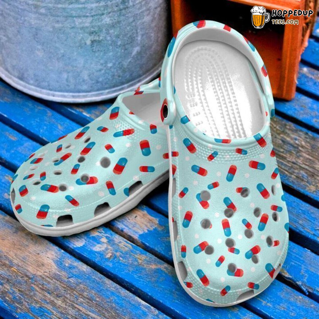 Nurse Pill Pattern Classic Comfortable Clogs Shoes Healthcare Professional