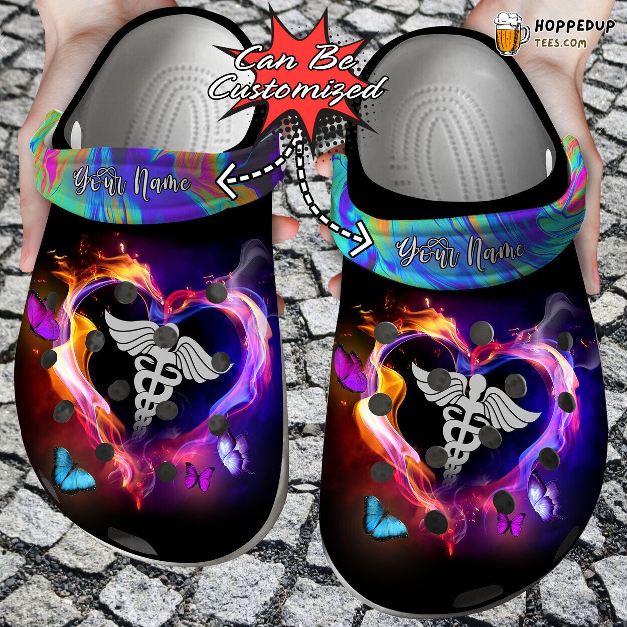 Nurse Registered Heart Light Personalized Comfortable Clog Shoes Design
