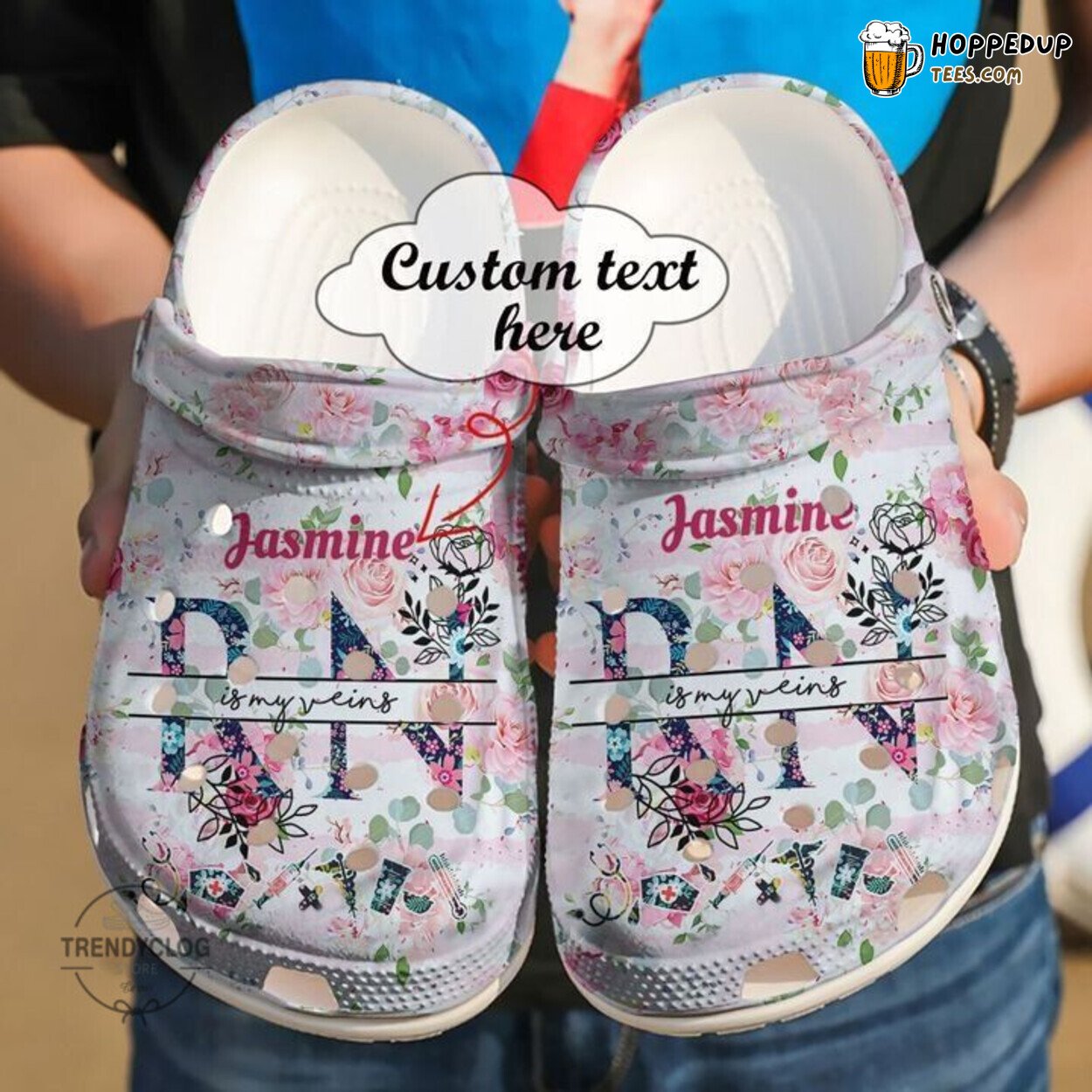 Nurse RN In My Veins Personalized Comfortable Unique Design Clogs