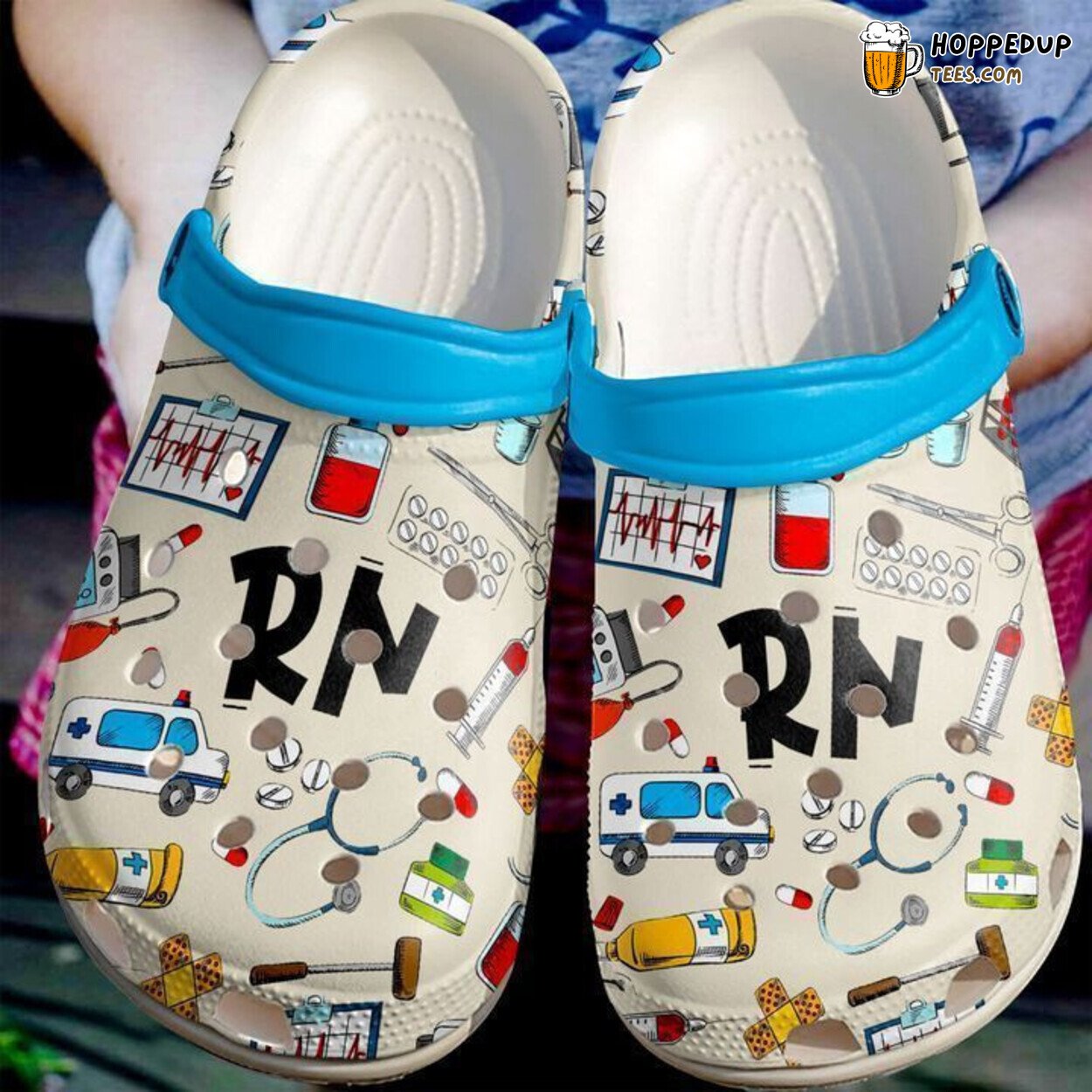Nurse RN Pattern Classic Comfortable Clogs Healthcare Professional Shoes